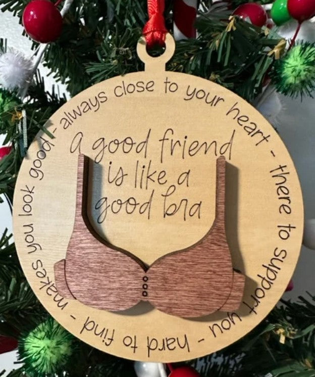 Good Friend is like a Bra Ornament - White  Gifts for coworkers, Friends  are like, Secret santa gifts