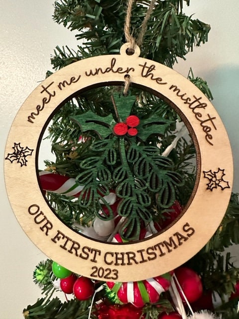 Meet Me Under The Mistletoe Personalized Ornament first Christmas