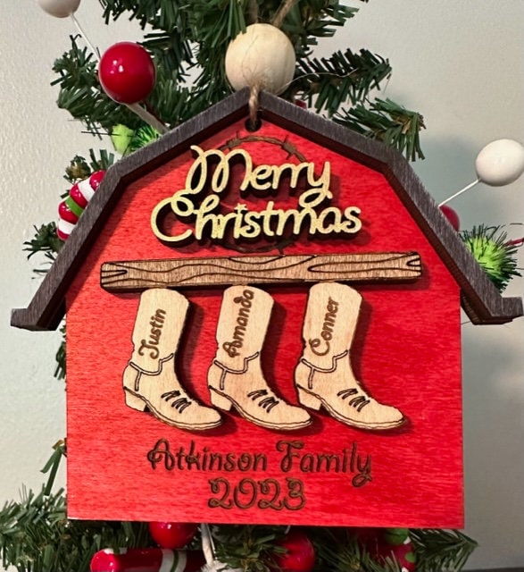 Cowboy Boot Personalized Ornament  Family Ornament Personalized